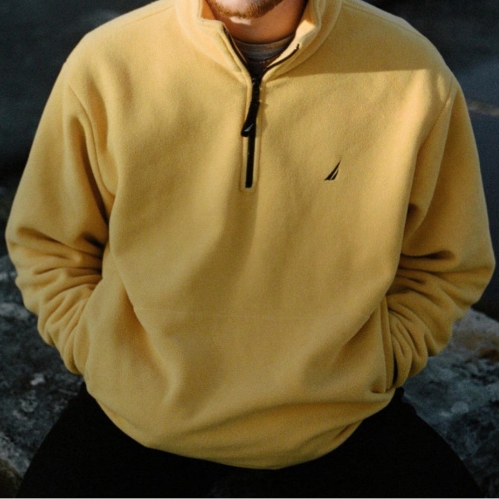 Nautica Men's Zip-Up Yellow Sweater